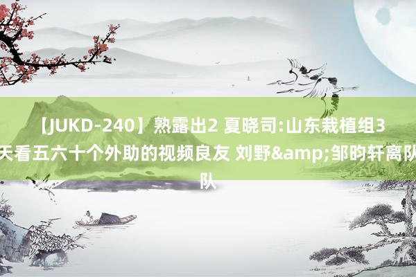 【JUKD-240】熟露出2 夏晓司:山东栽植组3天看五六十个外助的视频良友 刘野&邹昀轩离队