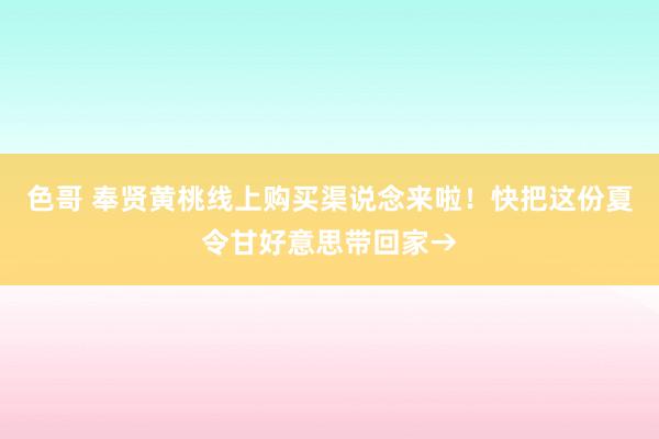 色哥 奉贤黄桃线上购买渠说念来啦！快把这份夏令甘好意思带回家→