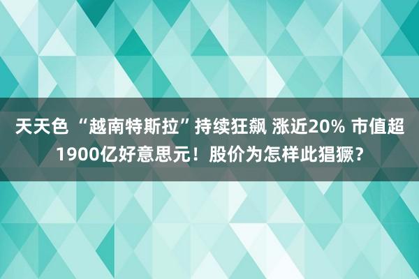 天天色 “越南特斯拉”持续狂飙 涨近20% 市值超1900亿好意思元！股价为怎样此猖獗？