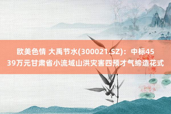 欧美色情 大禹节水(300021.SZ)：中标4539万元甘肃省小流域山洪灾害四预才气缔造花式