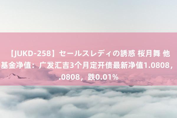 【JUKD-258】セールスレディの誘惑 桜月舞 他 8月23日基金净值：广发汇吉3个月定开债最新净值1.0808，跌0.01%