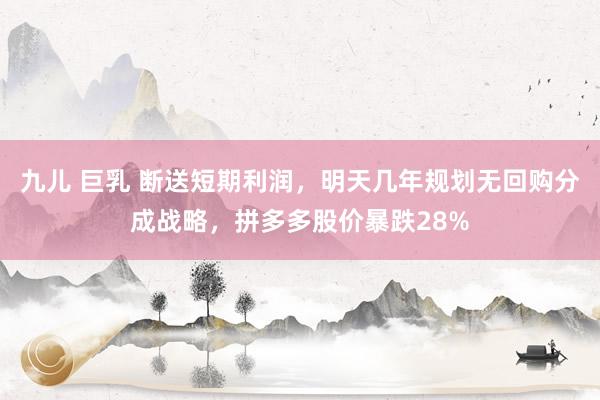 九儿 巨乳 断送短期利润，明天几年规划无回购分成战略，拼多多股价暴跌28%