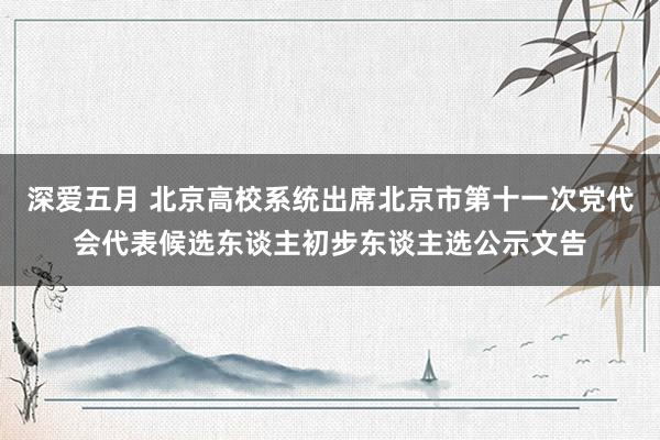 深爱五月 北京高校系统出席北京市第十一次党代会代表候选东谈主初步东谈主选公示文告